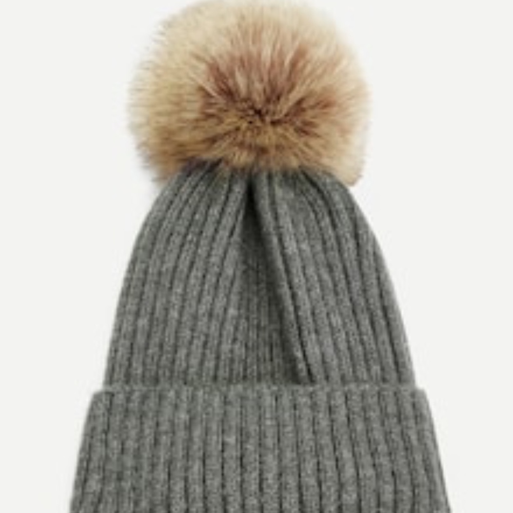 NEW!! Pom Pom Decorated Beanie Hat - Picture 2 of 4